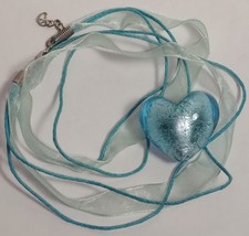 Silk Organza Ribbon Necklace with Murano Glass Pendant - $15.00