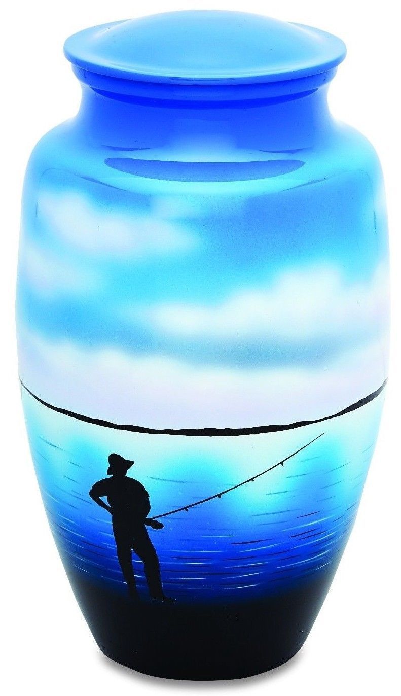 Fisherman Fishing 210 Cubic Inches Large/Adult Funeral Cremation Urn