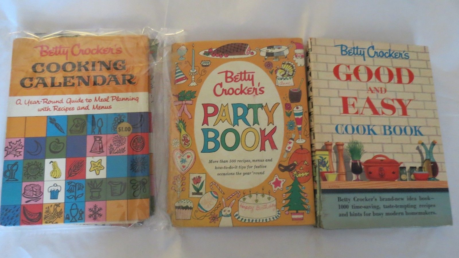 Betty Crocker Free Calendar 2023 Lot 3 Vtg 1st ed. Betty Crocker's Good & Easy, Party Book, Cooking Calendar book Nonfiction