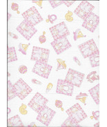 New Babies with Bottles and Toys on Pink 100% Cotton Fabric 12&quot; x 44&quot; - ... - $2.97