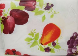 Heavy Flannel Back Vinyl Tablecloth 52"x108" Oblong(8-10 Ppl) Apples & Fruits,Hs - $15.83