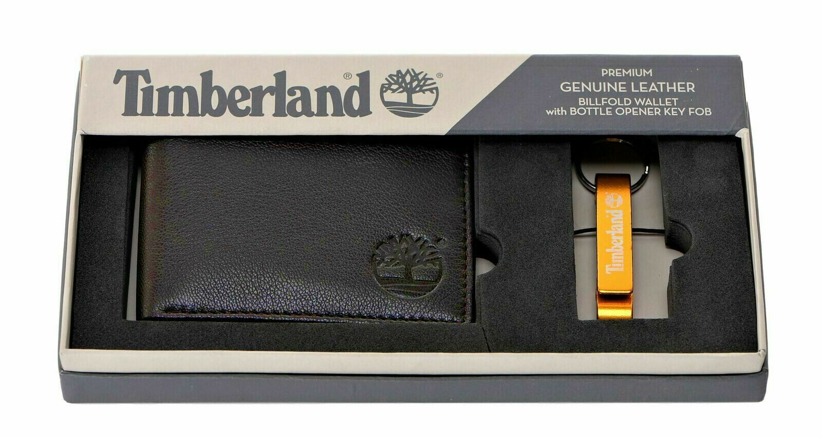 Timberland Men&#39;s Leather Billfold Wallet w/ Bottle Opener Key Chain NP0565/01- Wallets