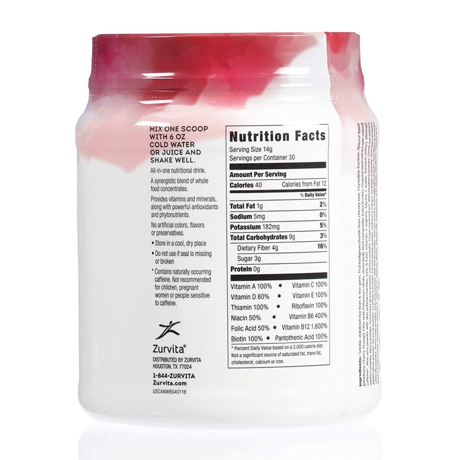 Zurvita Zeal for Life 30Day Supply Wellness Canister Wild Berry