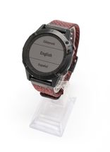 Garmin Fenix 6 Sapphire Multisport GPS Watch Carbon Gray / Heathered Red Nylon image 3