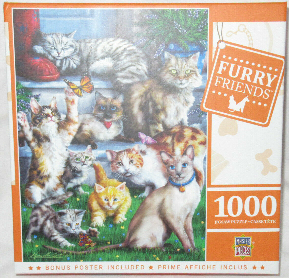 MasterPieces 1000 Piece Jigsaw Puzzle Furry Friends BUTTERFLY CHASERS ...