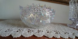 Carnival Glass Clear Iridescent Bowl Buzz Star Pattern Pinwheel Dish - $84.99