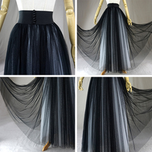 Black Puffy Tulle Skirt Outfit Womens Black High Waisted Maxi Skirt Plus Size image 3