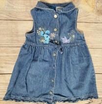 Vintage Blues Clues Toddler Girl Denim Jumper Dress 18 months Button Fro... - $24.24
