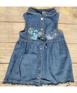 Vintage Blues Clues Toddler Girl Denim Jumper Dress 18 months Button Fro... - $24.24