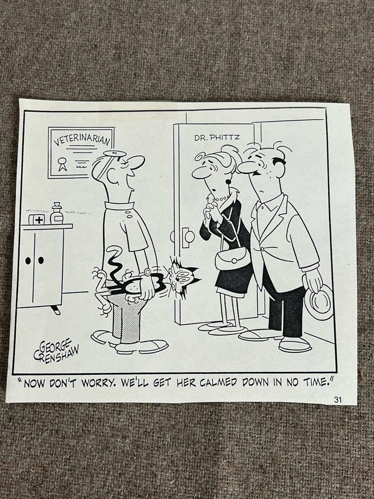 Vintage Comic Print George Crenshaw Cats - Comic Books &amp; Memorabilia