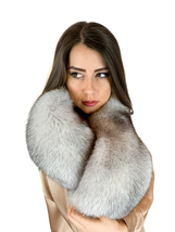 Natural Fox Fur Stole 47' (120cm) Saga Furs Big Fur Scarf White With Black Tips