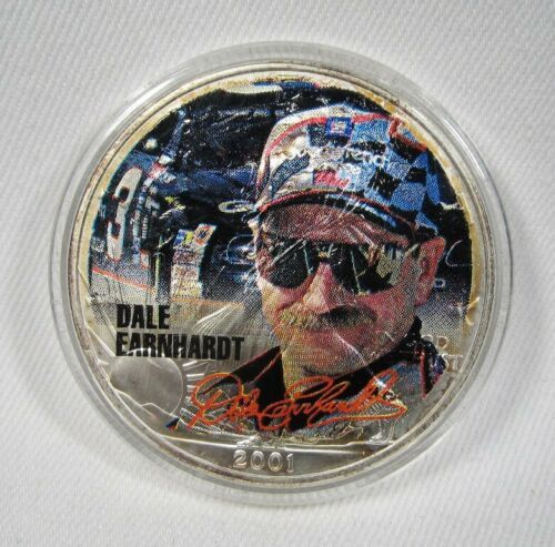Dale Earnhardt 2001 Color Silver Eagle .999 Silver Coin 1 Toz AK951 - $38.63
