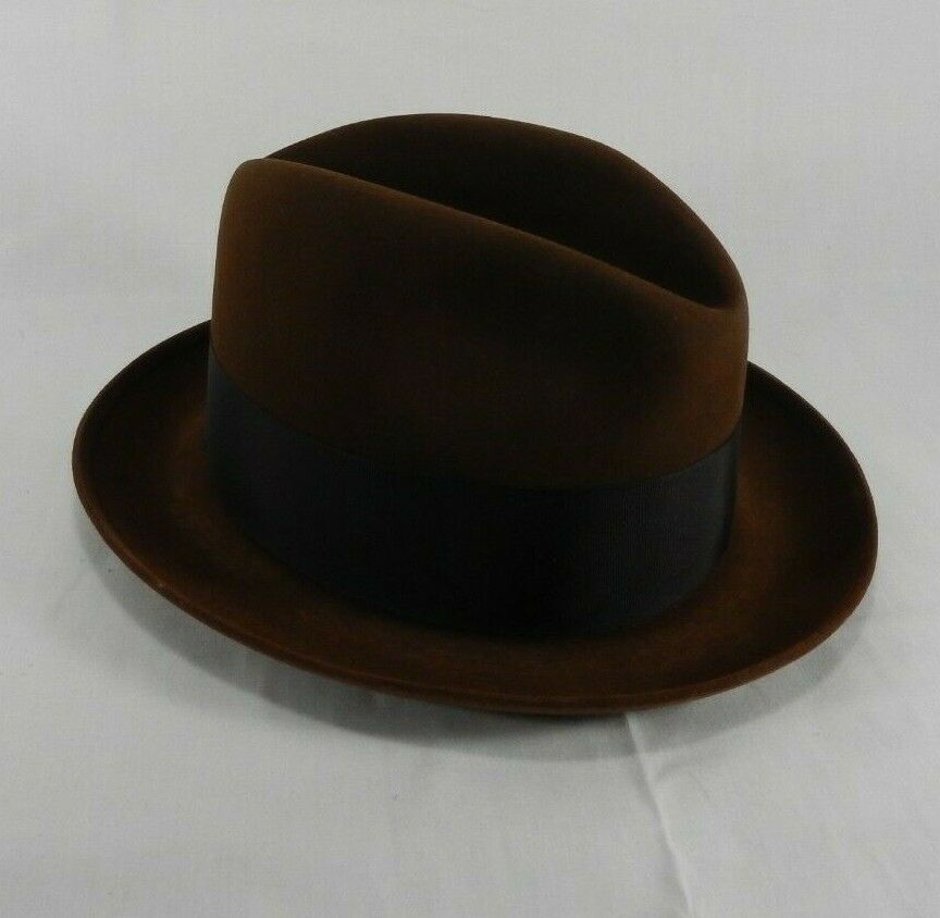 Vintage Mens Knox New York 6 7/8 Brown Felt Fedora Hat Men's Hats