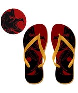 Black Dragon Flip Flops with Orange Straps - Men&#39;s - $18.99