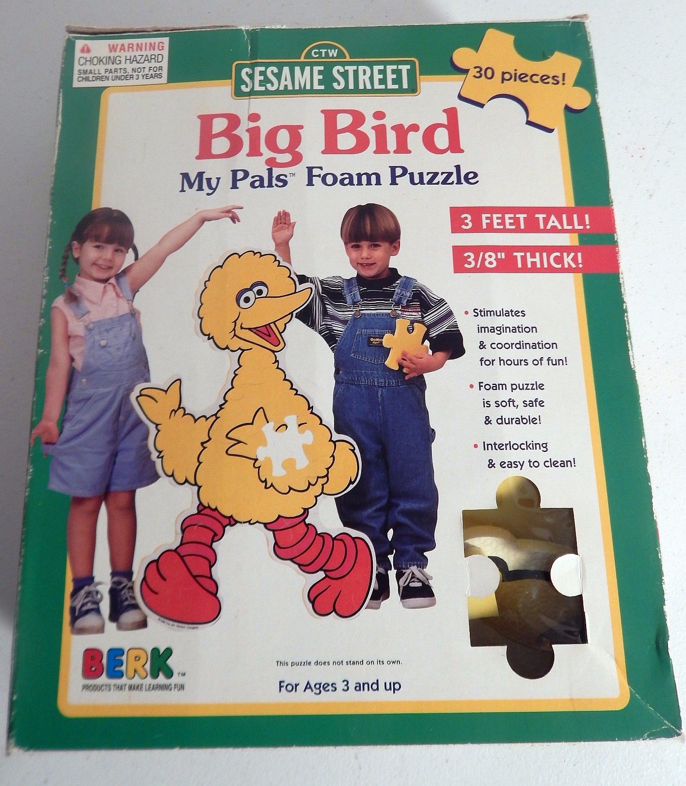 SESAME STREET Big Bird 3 Foot FLOOR PUZZLE 30 Pieces 1998 Berk Jigsaw