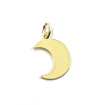 Solid 18K Yellow Gold Pendant Mini Moon Flat, Length 1 Cm, 0.4 Inches, Charm - $86.10