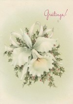 Vintage Christmas Card Orchid and Holly 1950's Gibson Too Nice to Forget - $6.92