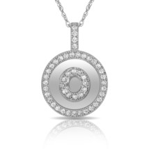 14K Solid White Gold Round Circle Initial "O" Letter Charm Pendant & Necklace - $36.62+