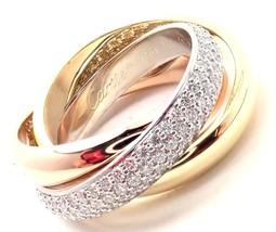 Authentic! Cartier Trinity Classic Diamond 18k White Yellow Rose Gold Ba... - $12,390.00