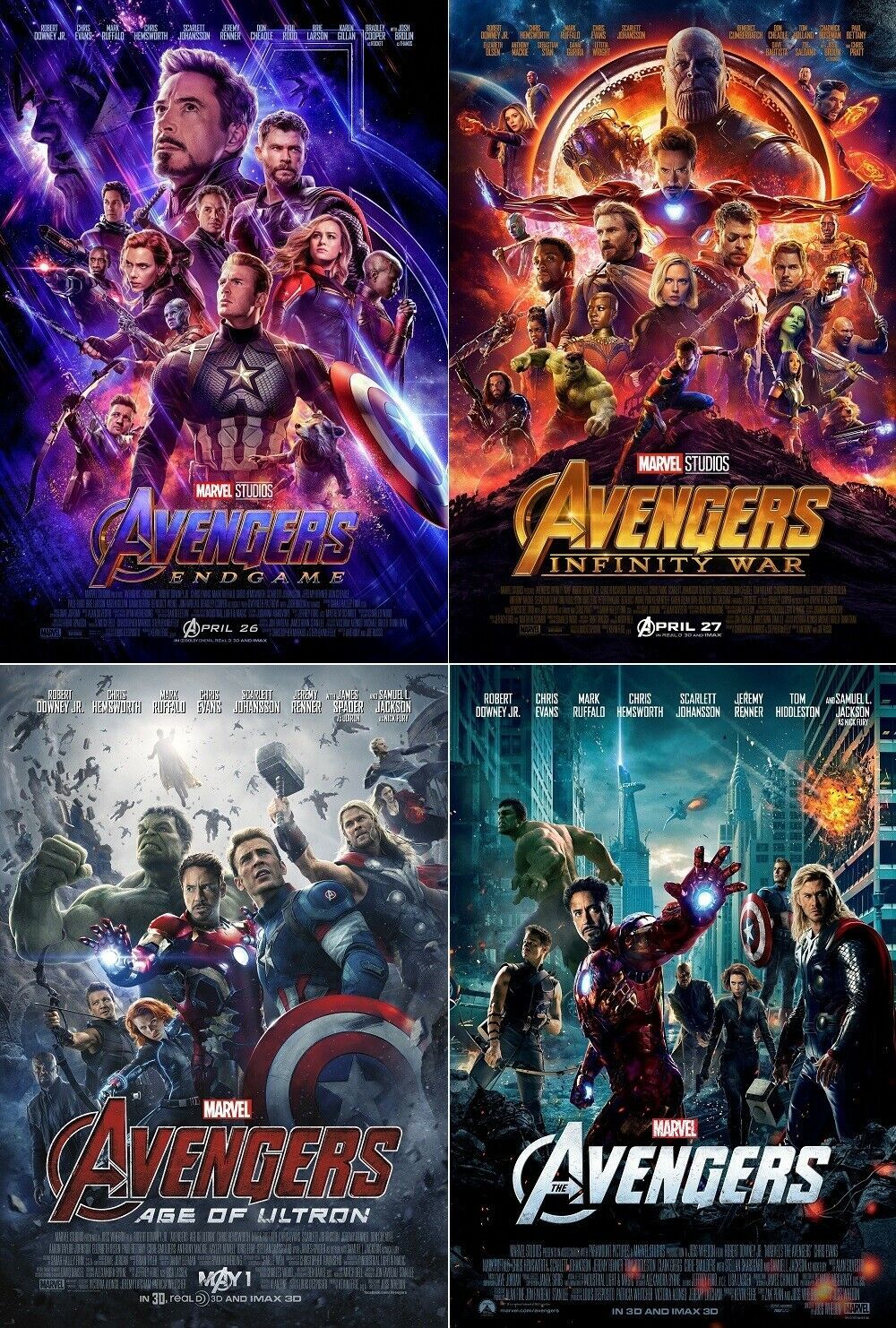 Avengers 4 3 2 1 Final Movie Poster 24x36 27x40 32x48 Marvel Comics Print