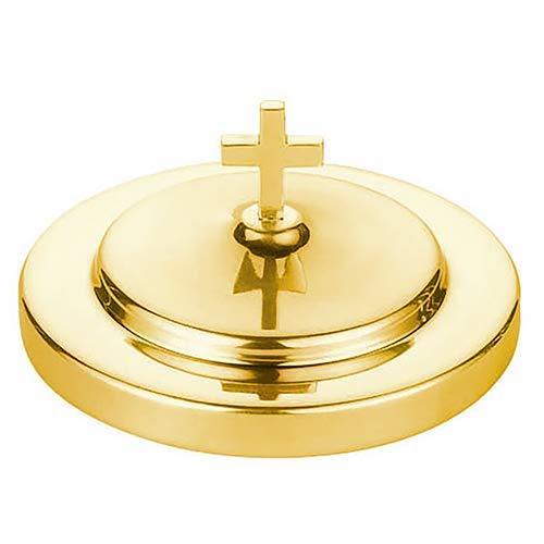 Christian Brands Church Polished Steel Bread Plate Cover - Brass Tone (Pack of 2