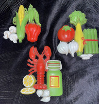 Home Interiors Vegetable Plaques Veggie Wall Decor Kitchen Lot of 3 Vintage - $21.77