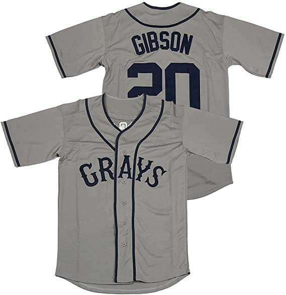 Mens #20 Josh Gibson Homestead Grays Negro National League Baseball Jersey Gray