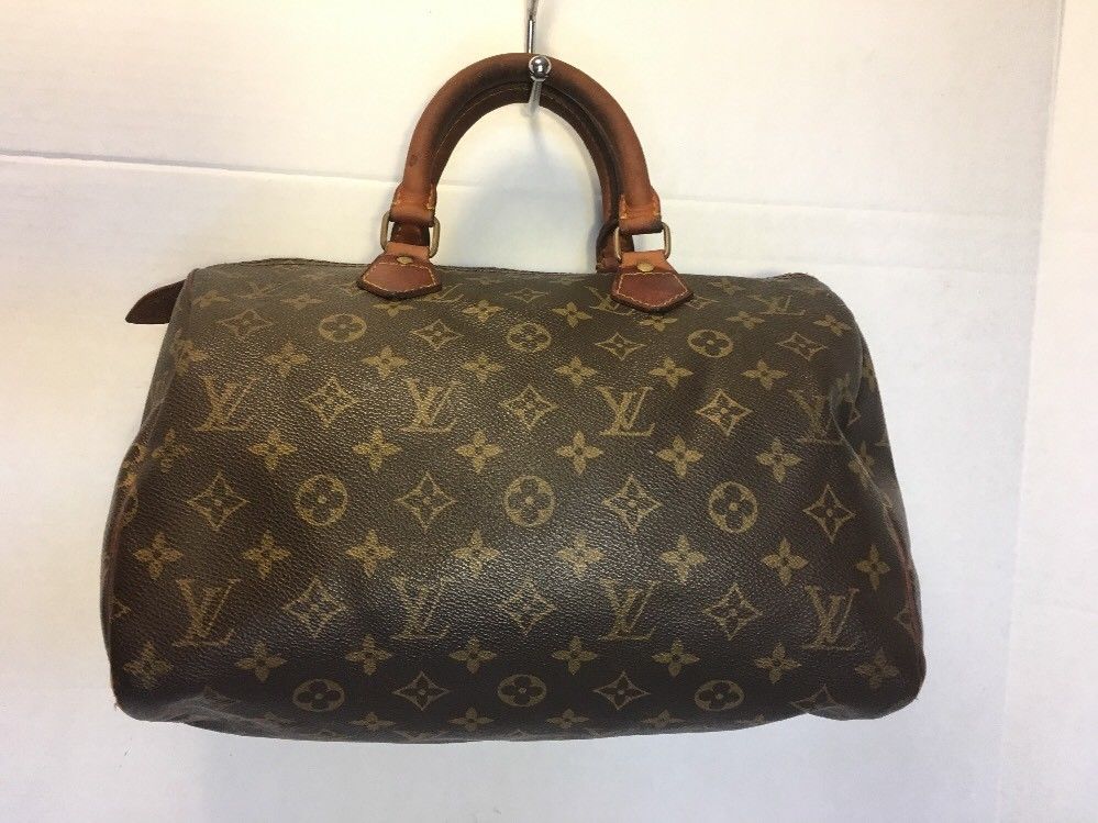 Louis Vuitton LV Speedy 30 Signature Brown Canvas Leather Trim Handbag Purse - Bags, Handbags ...