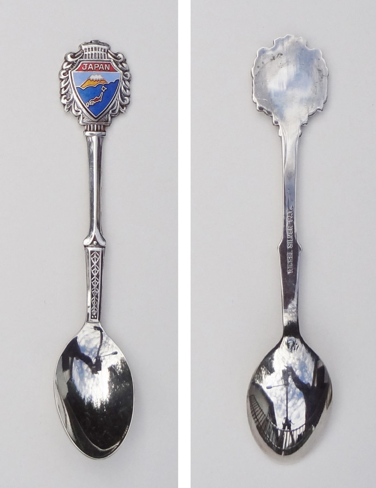 Collector Souvenir Spoon Japan Mount Fuji Island Map Cloisonne Emblem