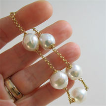 18K YELLOW GOLD BRACELET WITH VERY SHINY BAROQUE PEARLS 8.25 IN MADE IN ITALY image 6