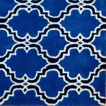 Moroccan Scroll Tile Indigo Handmade Persian Style Woolen Area Rug - 5&#39; ... - $399.00