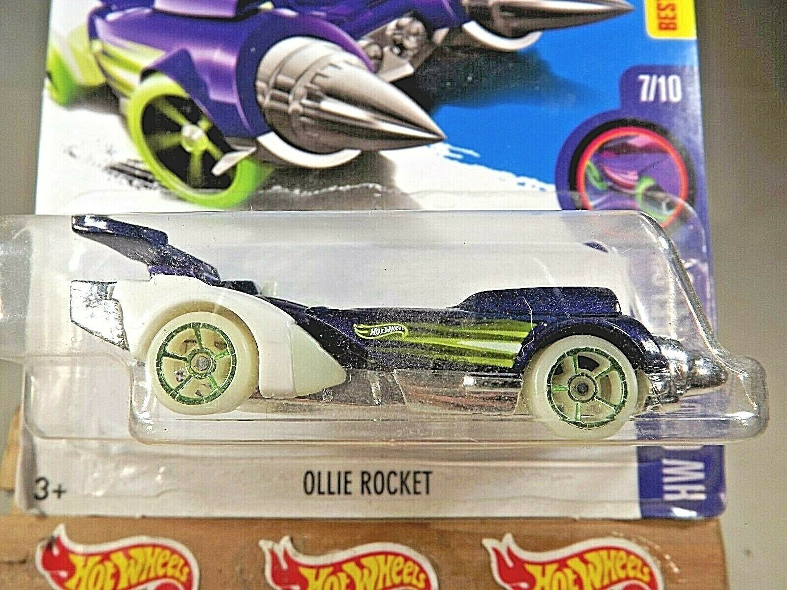 2017 Hot Wheels 293 HW Glow Wheels 7/10 OLLIE ROCKET Purple w/Glow in