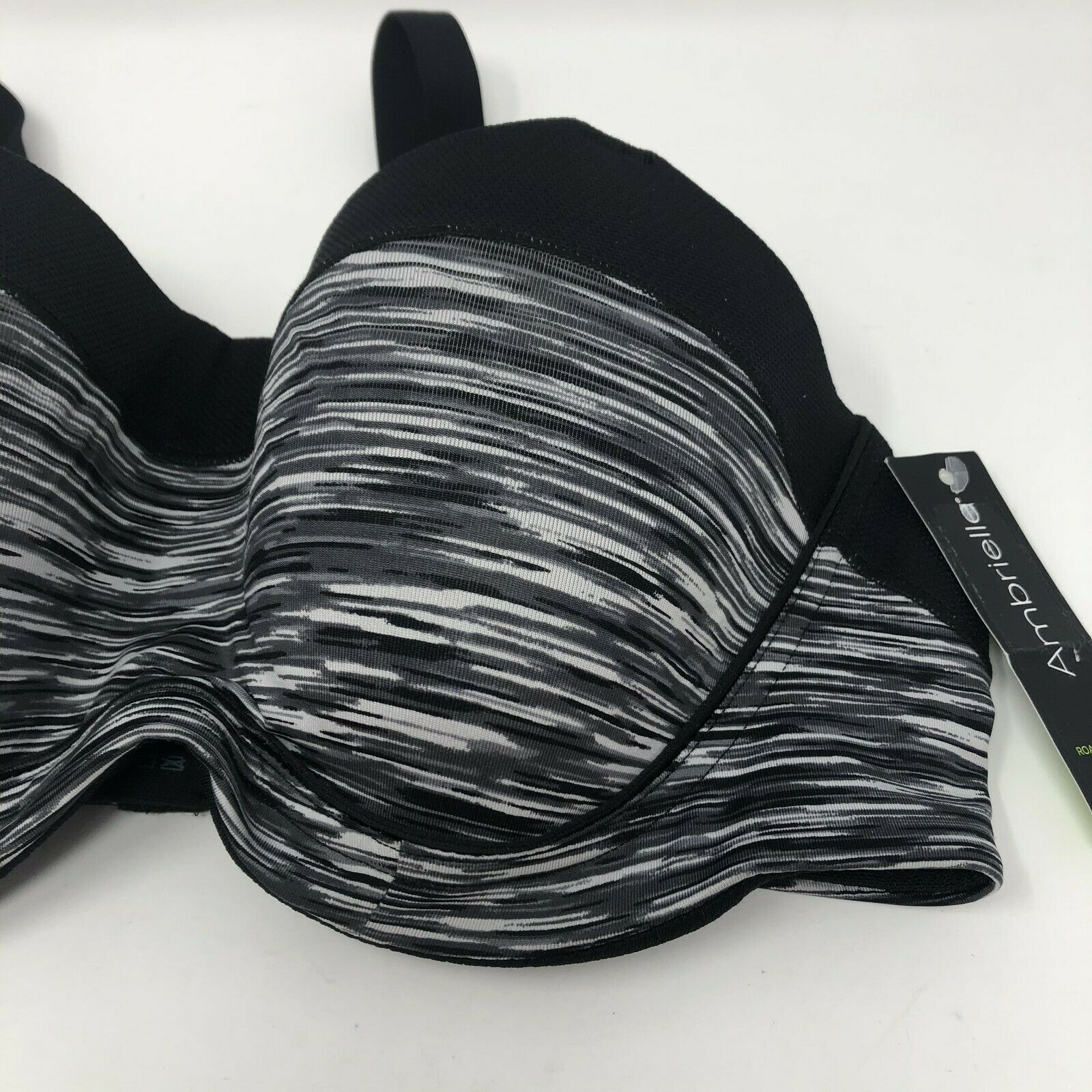 Ambrielle Road Runner Sports Bra 34B Black Gray Striped NWT B62-01 ...