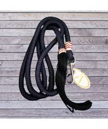 Navy Braided Trainer&#39;s Lead Rope Rawhide Accents &amp; Horsehair Tassel - £12.68 GBP