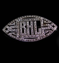Fancy vintage Sterling brooch - Antique silver Marcasite pin - Initial l... - $125.00