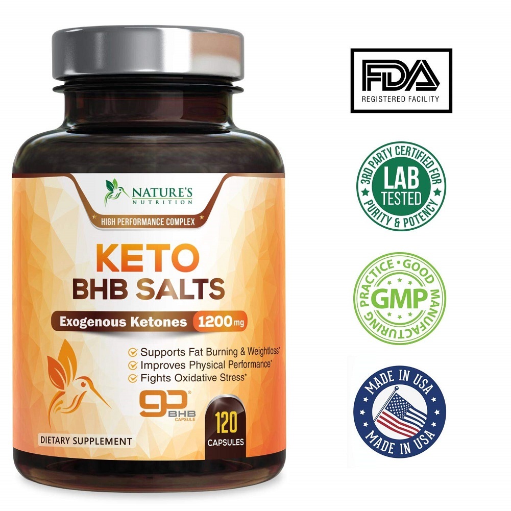 Nature's Nutrition Keto BHB Exogenous Ketones Pills Max Potency 120 ...