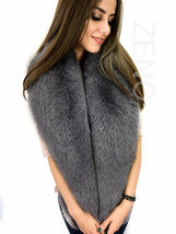 Fox Fur Boa 70' (180cm) Saga Furs Dark Gray Fur Stole Big And Royal Collar Scarf image 4