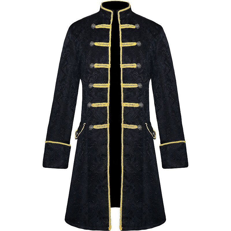 Mens Medieval Steam Jacket Vintage Jacquard Tailcoat Long Trenchs Coat ...