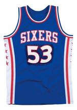 Darryl Dawkins Custom Philadelphia Basketball Jersey Sewn Blue Any Size image 4