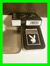 Playboy Zippo Black &amp; White With Orginal Everything Insert Tin &amp; Box ~Go... - $72.74