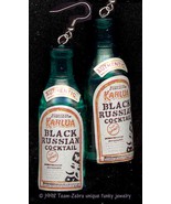 Huge LIQUOR BOTTLE EARRINGS Black Russian Cocktail Coffee Drink Funky Je... - $3.97