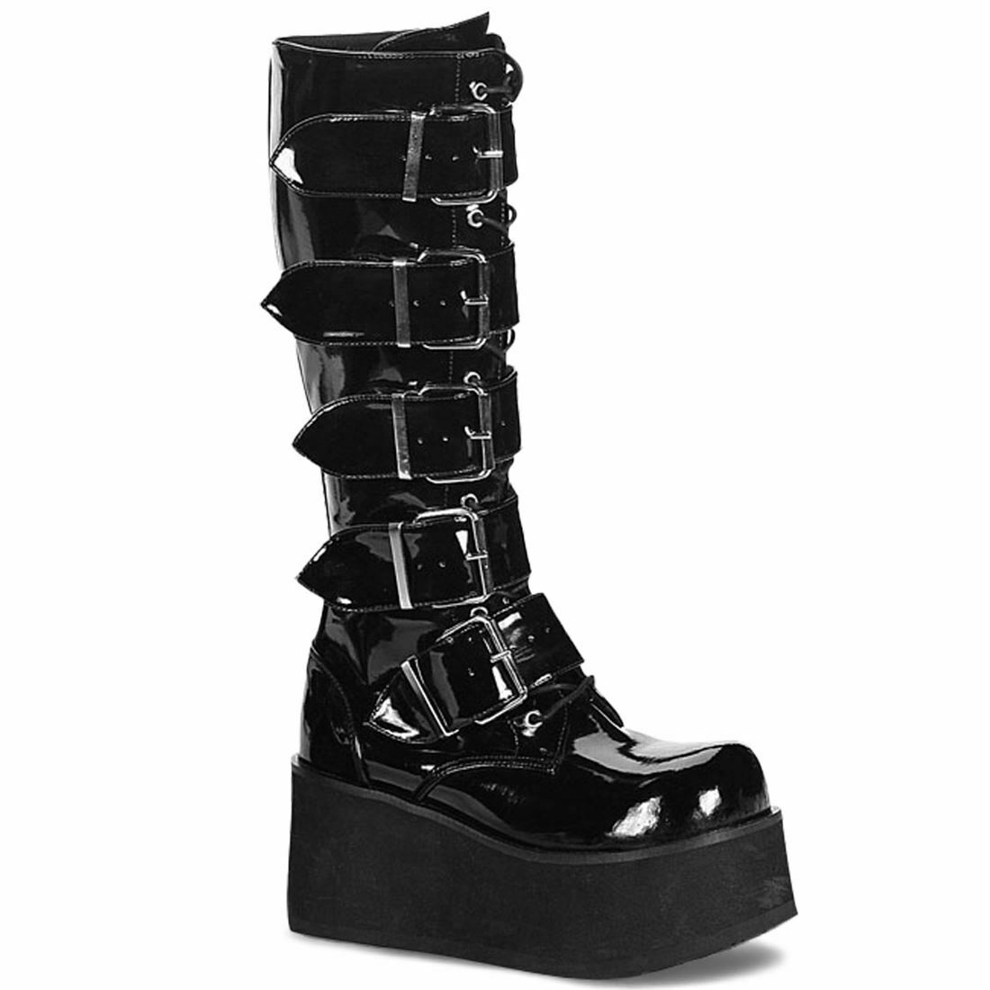 Demonia Cyber Gothic Vinyl Buckles Knee High Platforms Boots Shoe ...
