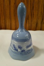 Blue Currier &amp; Ives Porcelain Bell The Old Homestead In Winter Vintage - $17.99