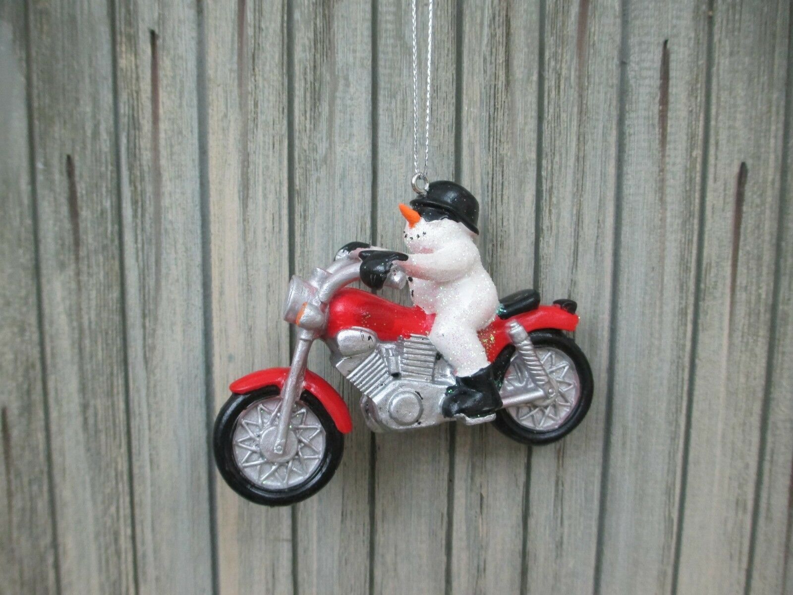 SNOWMAN ON MOTORCYCLE Ornament Ornaments