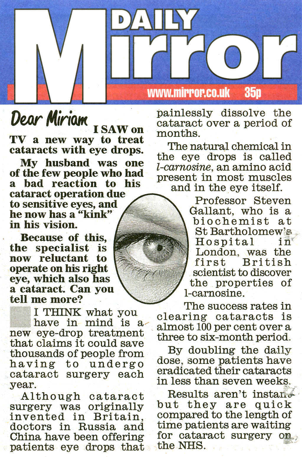 Ethos Endymion Bright Eyes NAC Eye Drops for Cataracts 1 Box 2 x 5ml