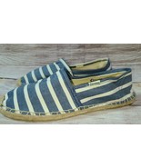 Soludos Women&#39;s Canvas Espadrilles Size 7 Chambray Blue Ivory Jute Striped  - $27.15