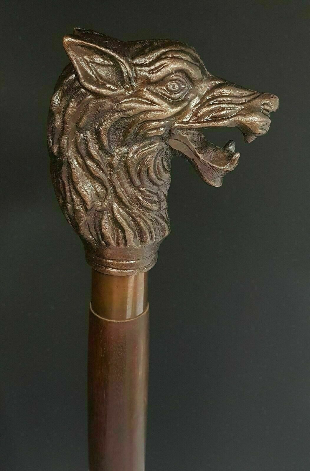 poliert Handcrafted head Messing Hartholz Spazierstock Cane solid Messing 