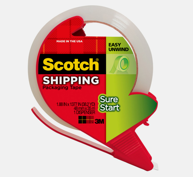 NEW!! Scotch SURE START Shipping PACKING TAPE Clear 1.88 x 38.2 yd L 3450S-RD