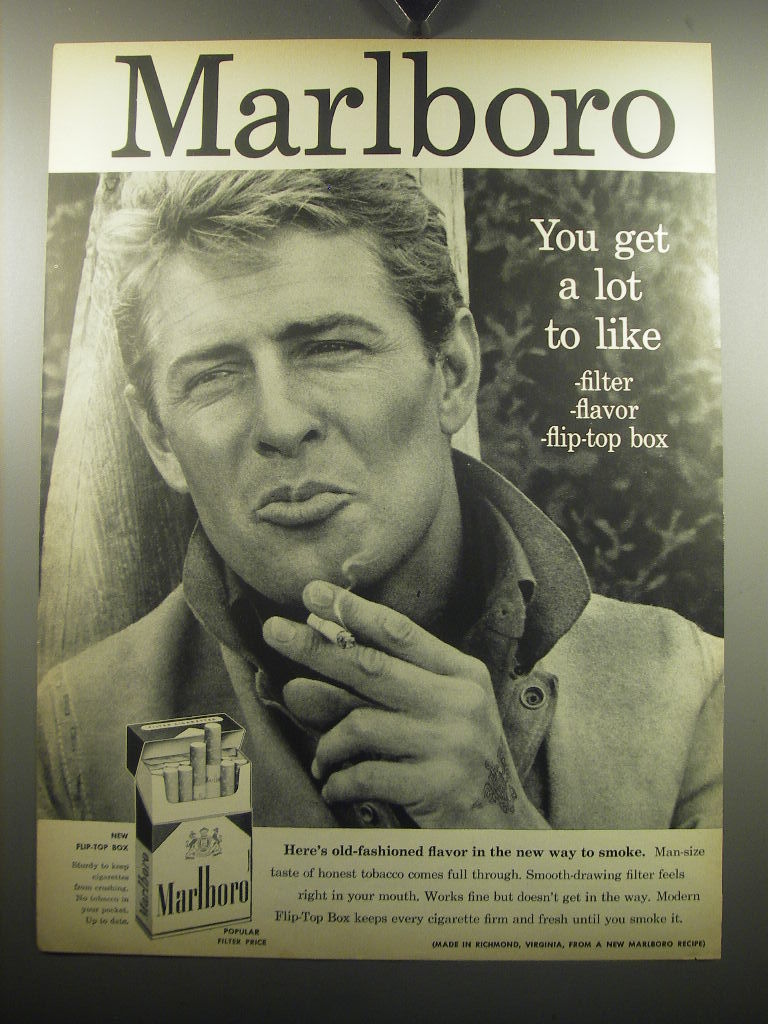 1957 Marlboro Cigarettes Ad You get a lot to like filter flavor 198089