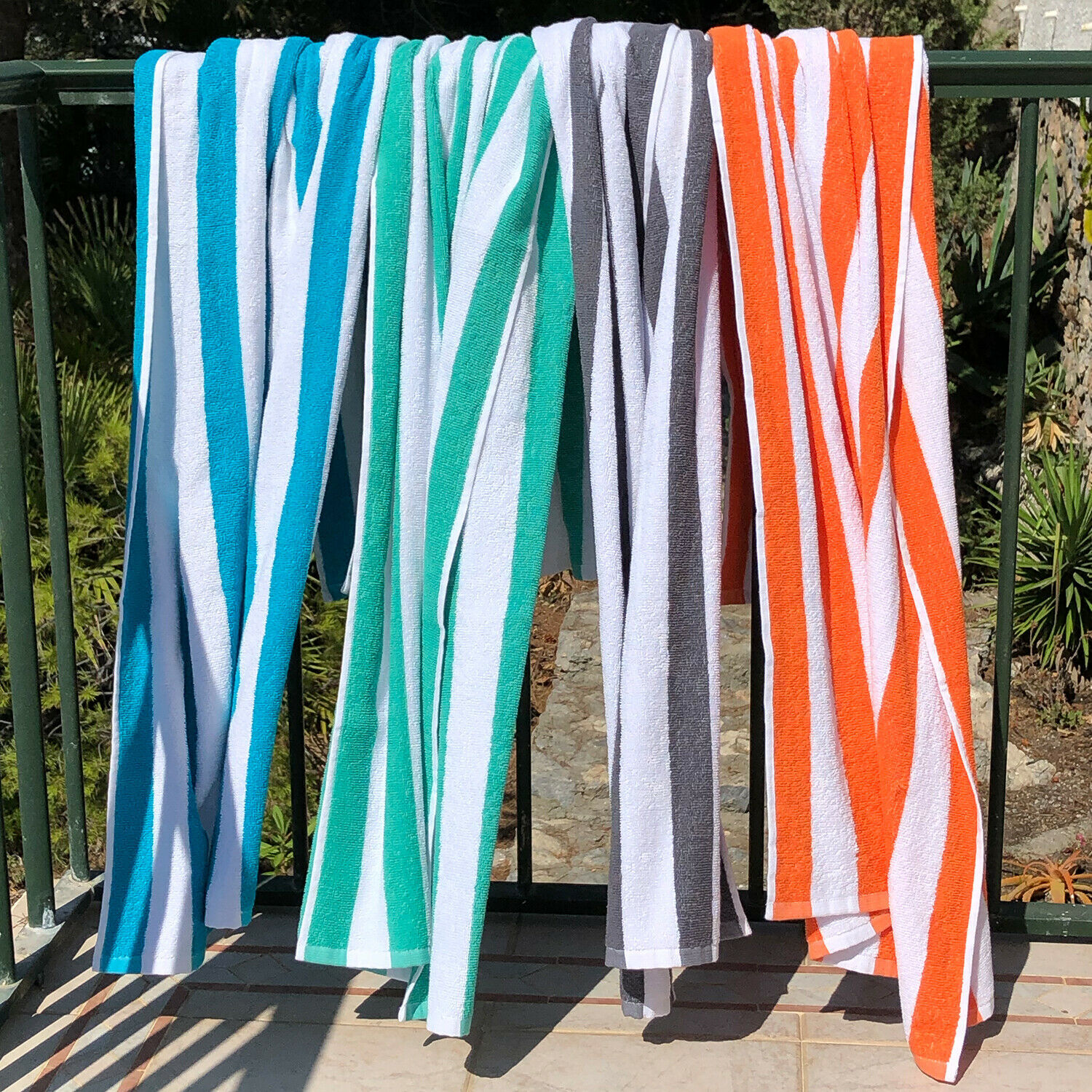 4 Pack of Cabana Beach Towels Striped 30 x 60 Color Options